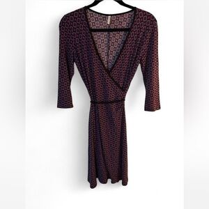 Geometric Patterned Wrap Dress